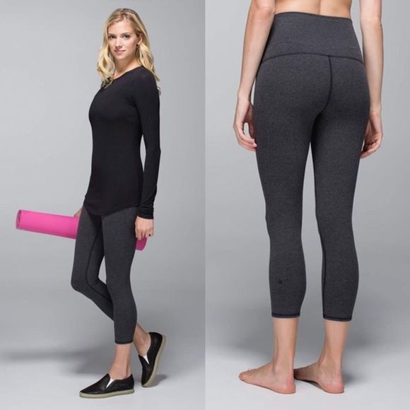 lululemon athletica Pants - Lululemon Wunder Under Gray Roll Down Crops